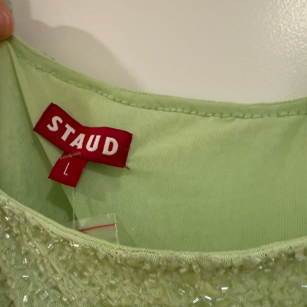 STAUD Light Green Beaded Knit Top - Picture 3 of 6